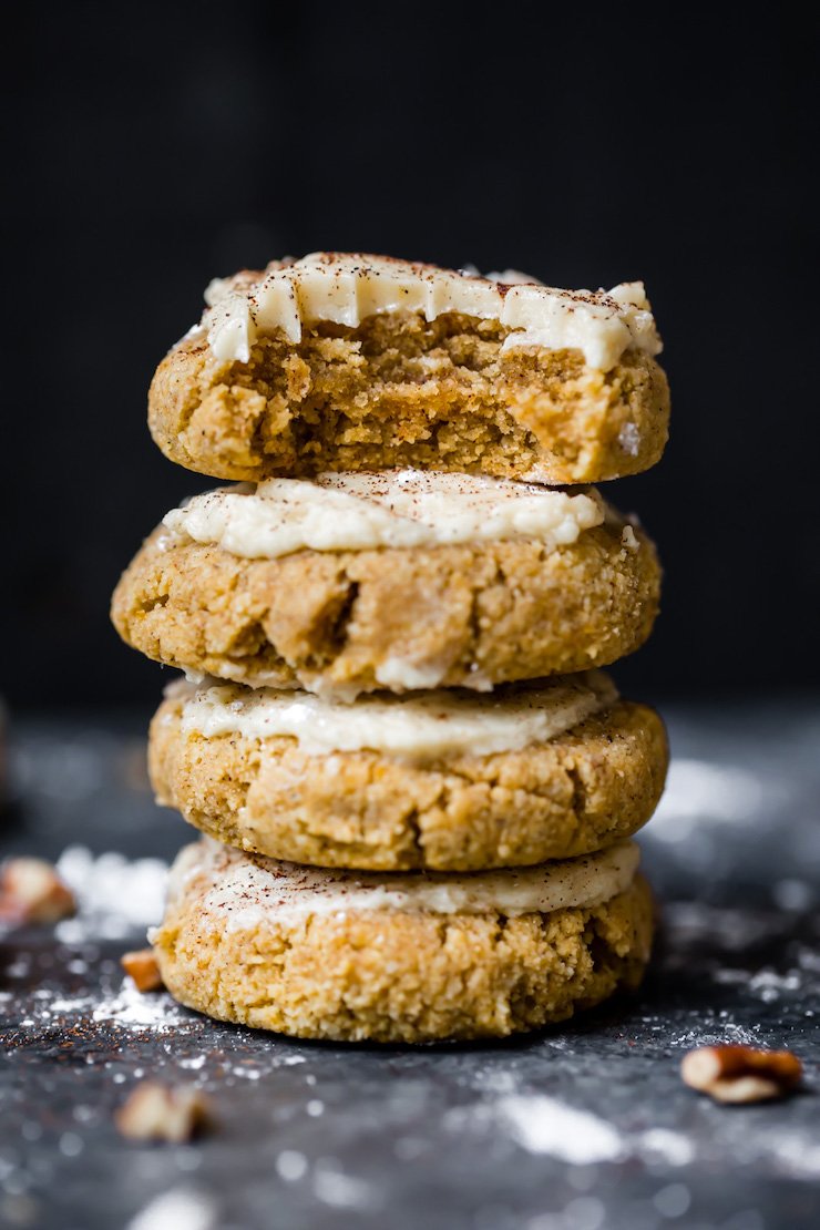 Healthy Soft Pumpkin Cookies With Salted Maple Frosting