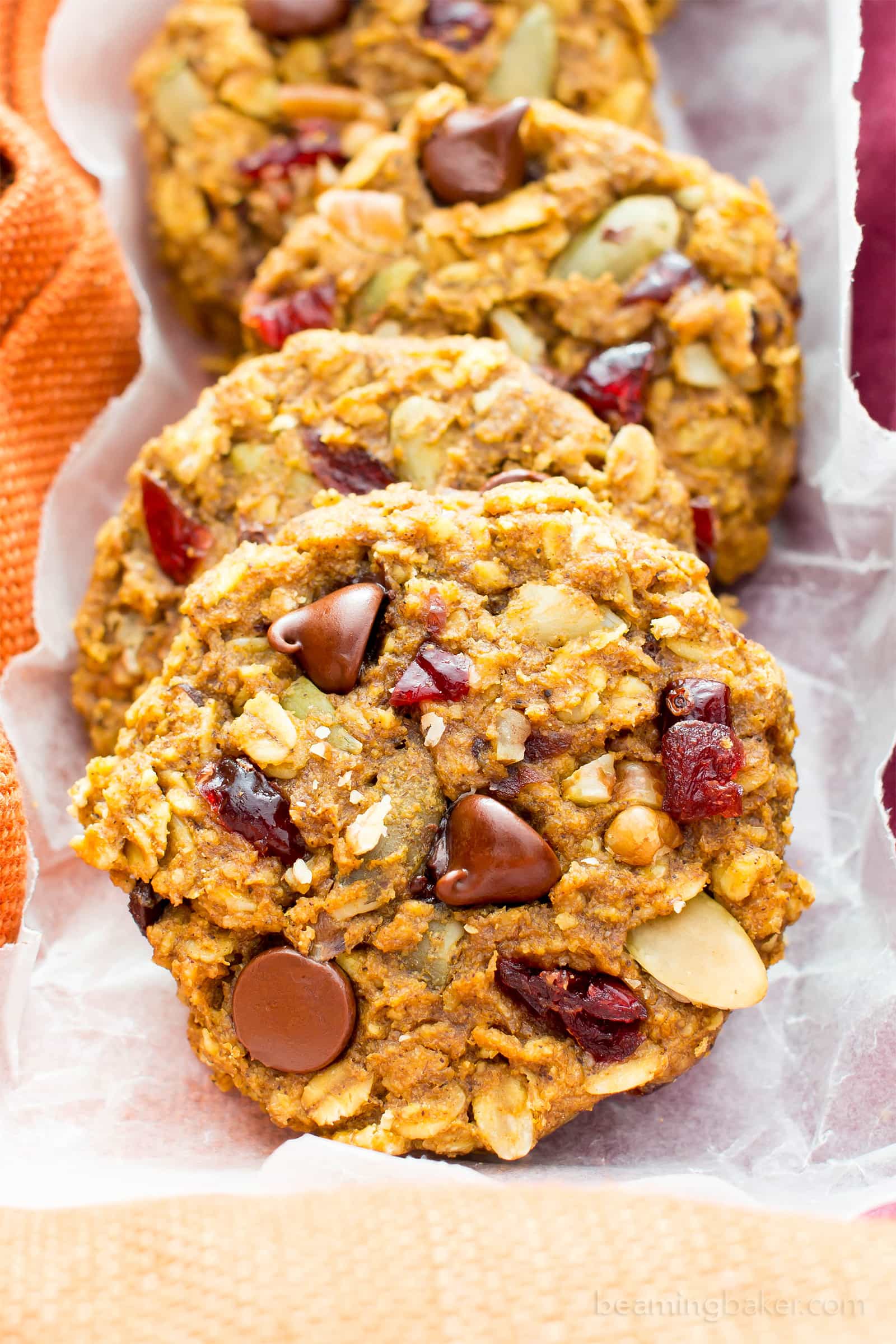 Pumpkin Chocolate Chip Oatmeal Breakfast Cookies