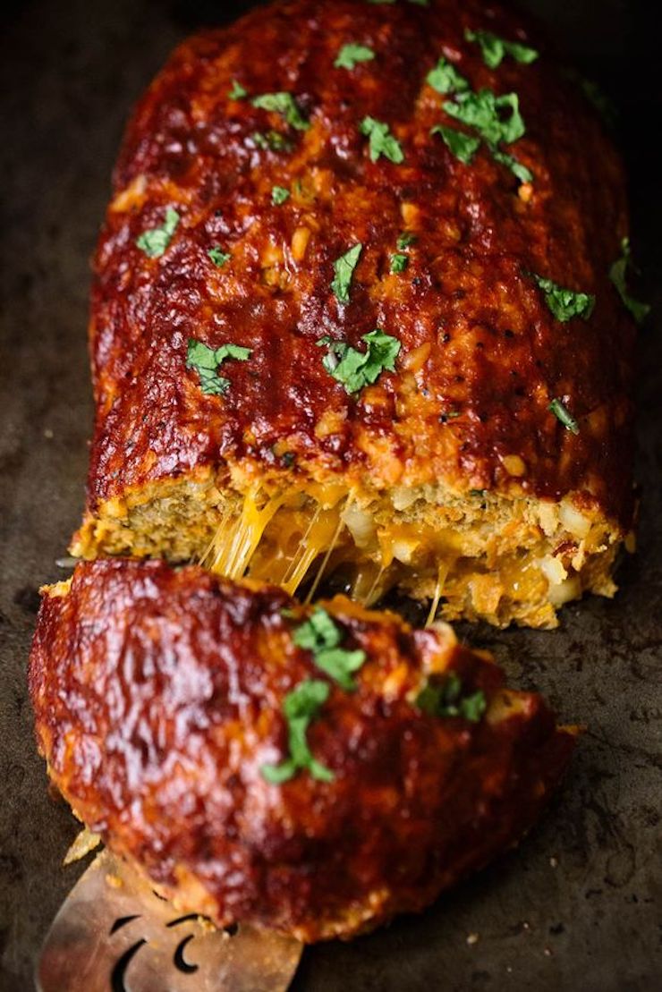 Cheddar-Stuffed Sweet Potato BBQ Turkey Meatloaf