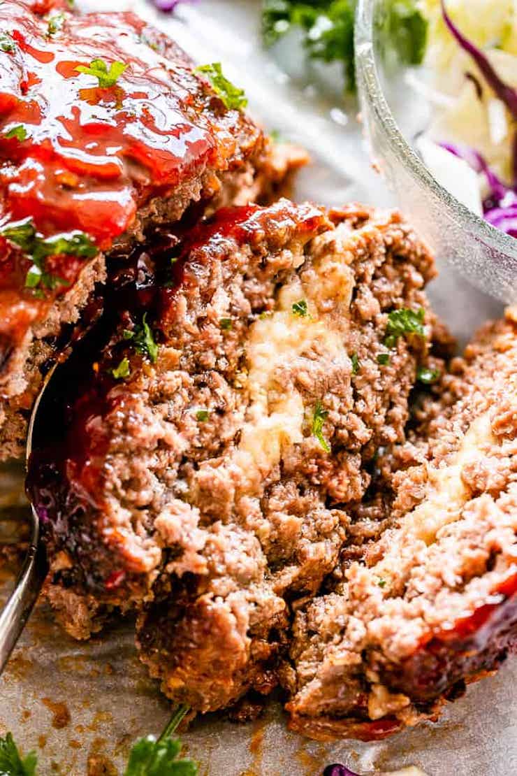 Mozzarella Stuffed Crockpot Meatloaf