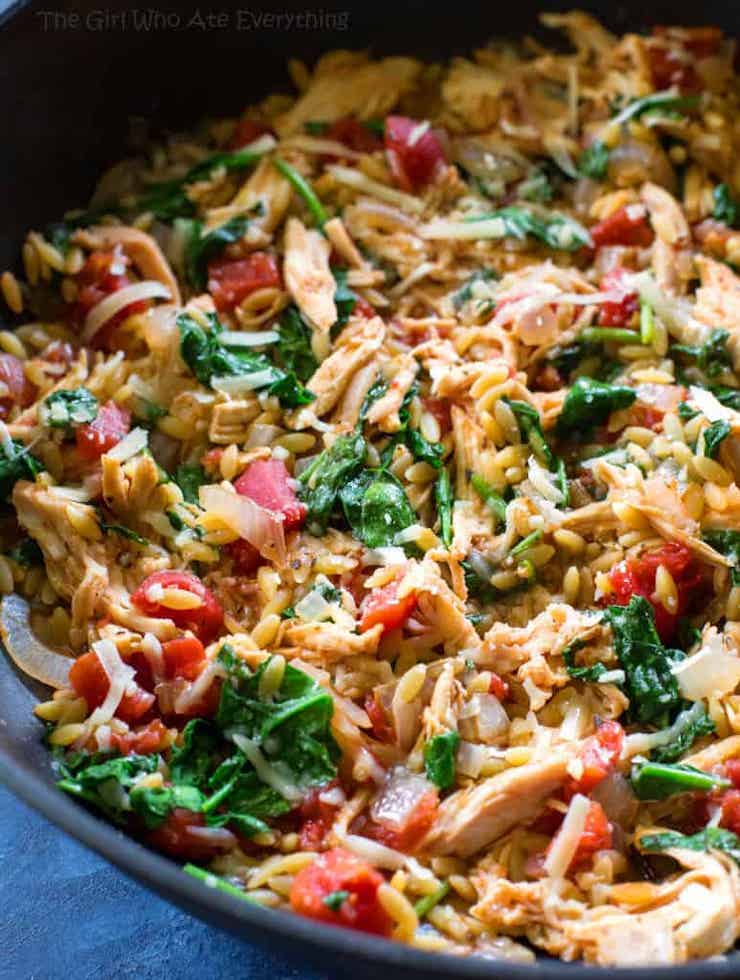 One Pan Chicken and Spinach Orzo