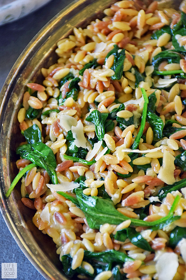 Orzo Pasta with Spinach and Parmesan
