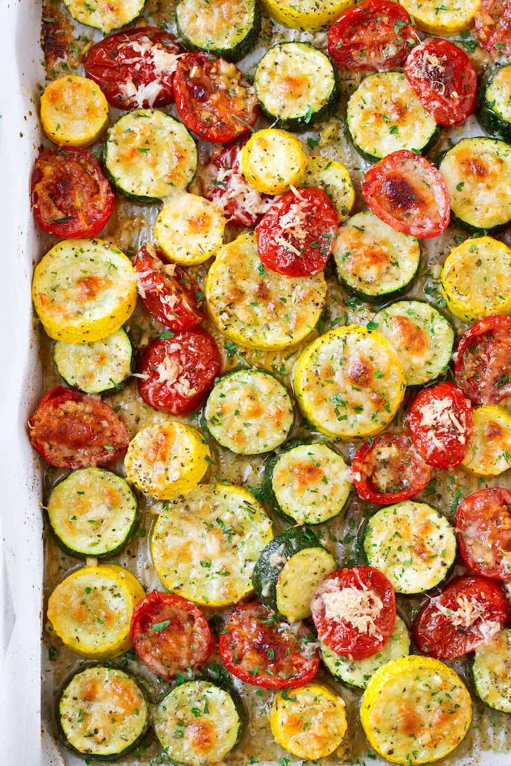 Roasted Zucchini, Squash & Tomatoes